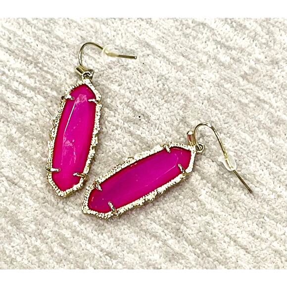 Kendra Scott "Mystic Bazaar" Pink Agate Francie Earring Gold Tone Setting RARE - Picture 3 of 7